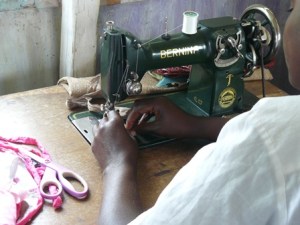Dadithe sewing on machine